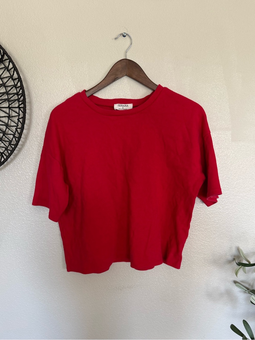 🍂 90s Inspired Vibrant Red Cropped Crewneck Tee